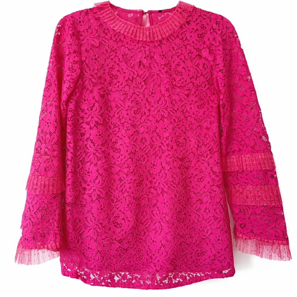 J. Crew Pink Lace Blouse long sleeves size M